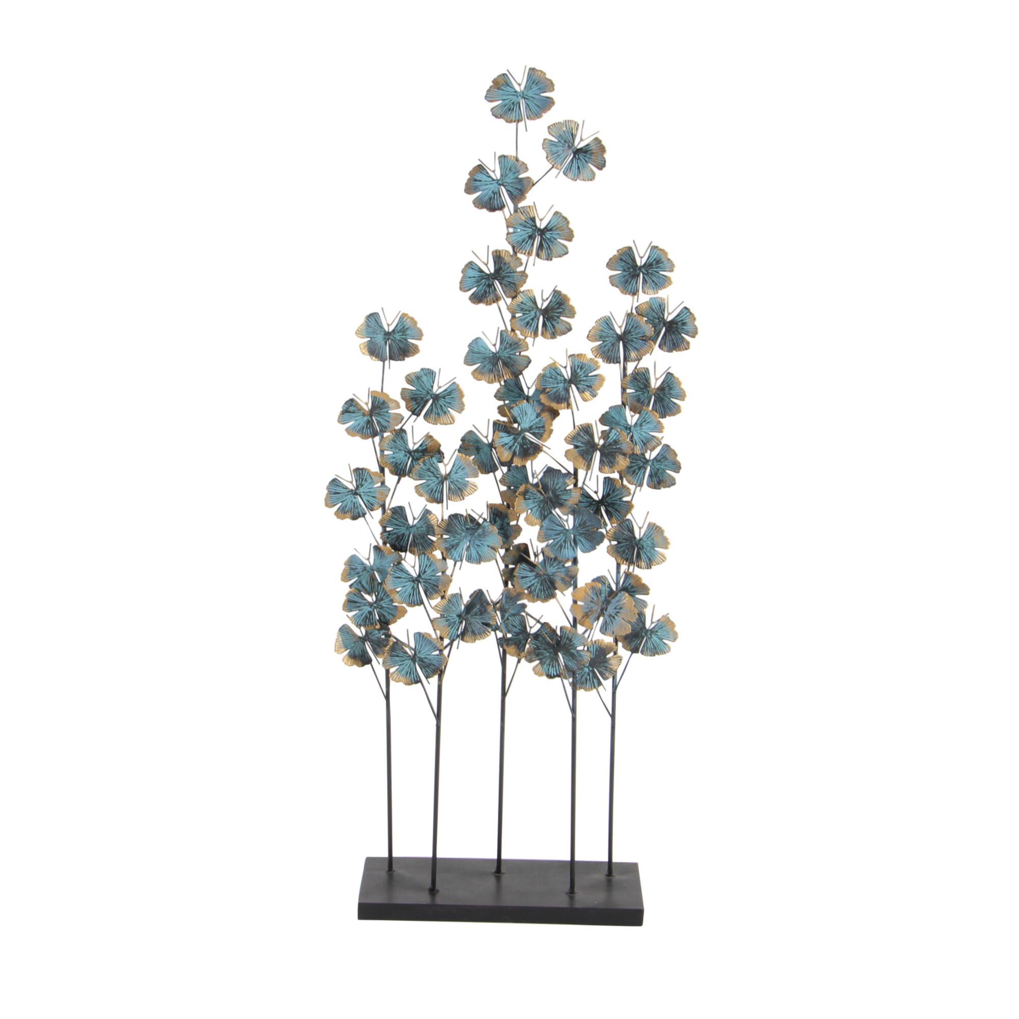 37" Turquoise Metal Contemporary Nature Sculpture